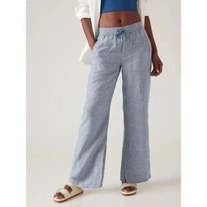 Athleta Retreat Linen Wide Leg Pant Women's 20 Plus | Chambray Blue
